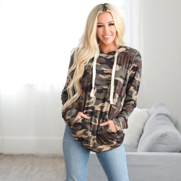 MomMe And More Tops - NEW Camo Green Oversized Hoodie Sweatshirt…